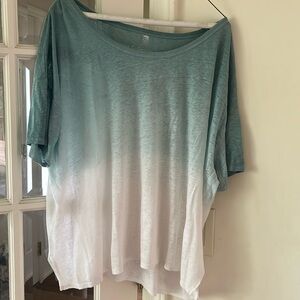 Green ombré linen top